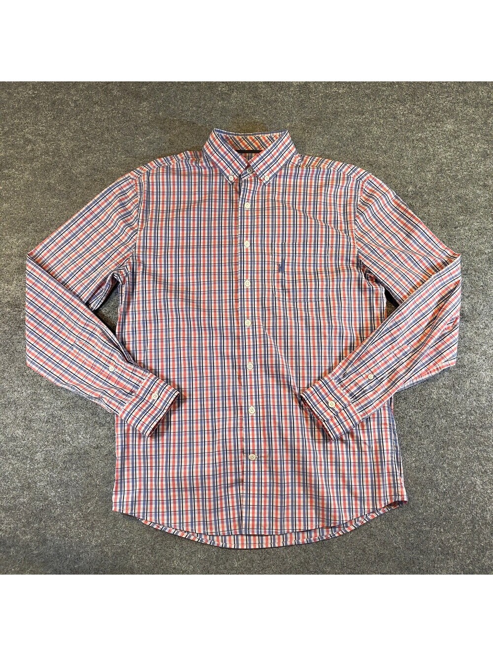 Johnnie-O Prep-Formance Red Blue Plaid Button-Down Shirt Men's Size Small